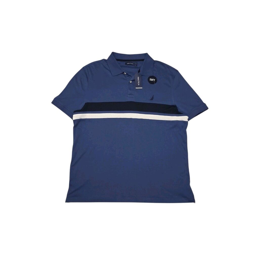 Nautica Men's XL Polo Shirt NEW WITH TAGS Blue Short Sleeve 100% Cotton